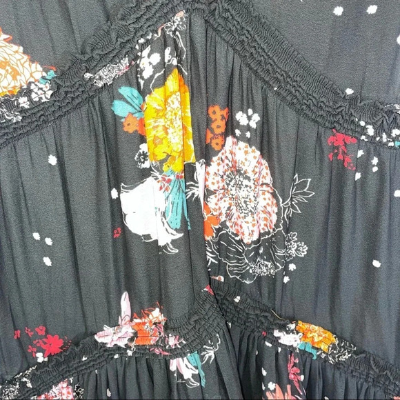 Free People Haze Floral Tunic Hi Low Green Tank Top Size Medium - Picture 8 of 12